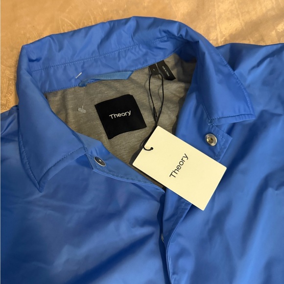Theory Classic Cosch Jl Blue Sleek Nylon Jacket Sz L - Picture 4 of 9